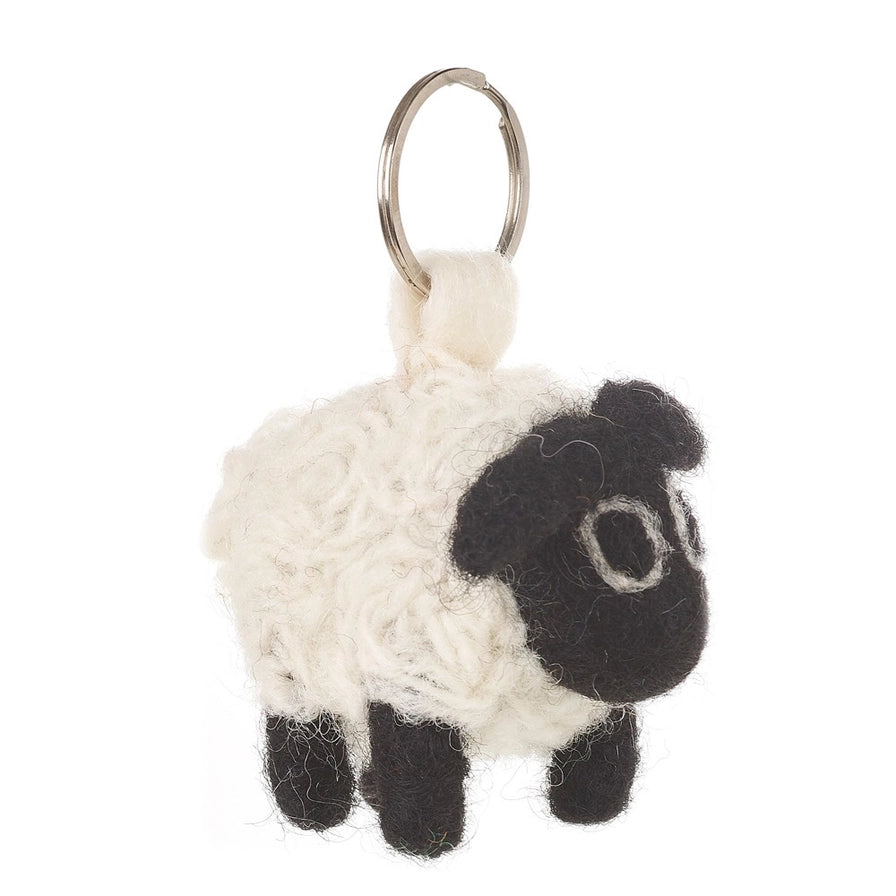 Handmade Fair Trade Needle Felt Black Sheep Keyring