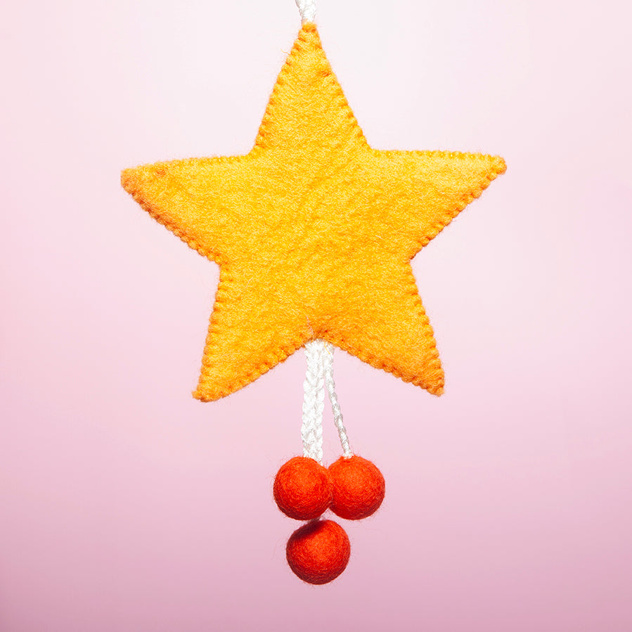 Felt Star Wall hanging - Yellow / Orange-Little Fish Co.