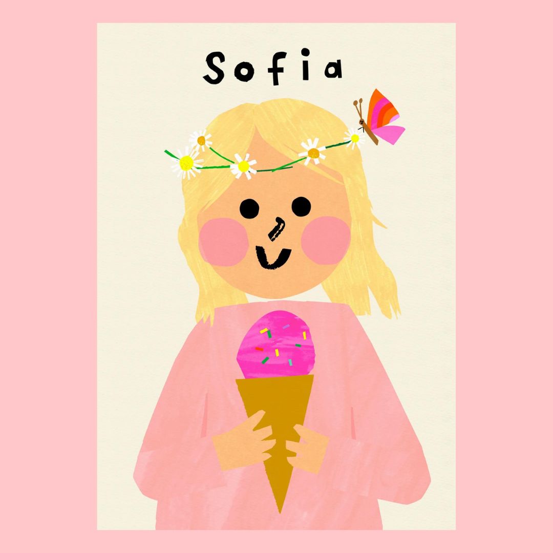 Personalized Ice Cream girl with Daisy-Little Fish Co.