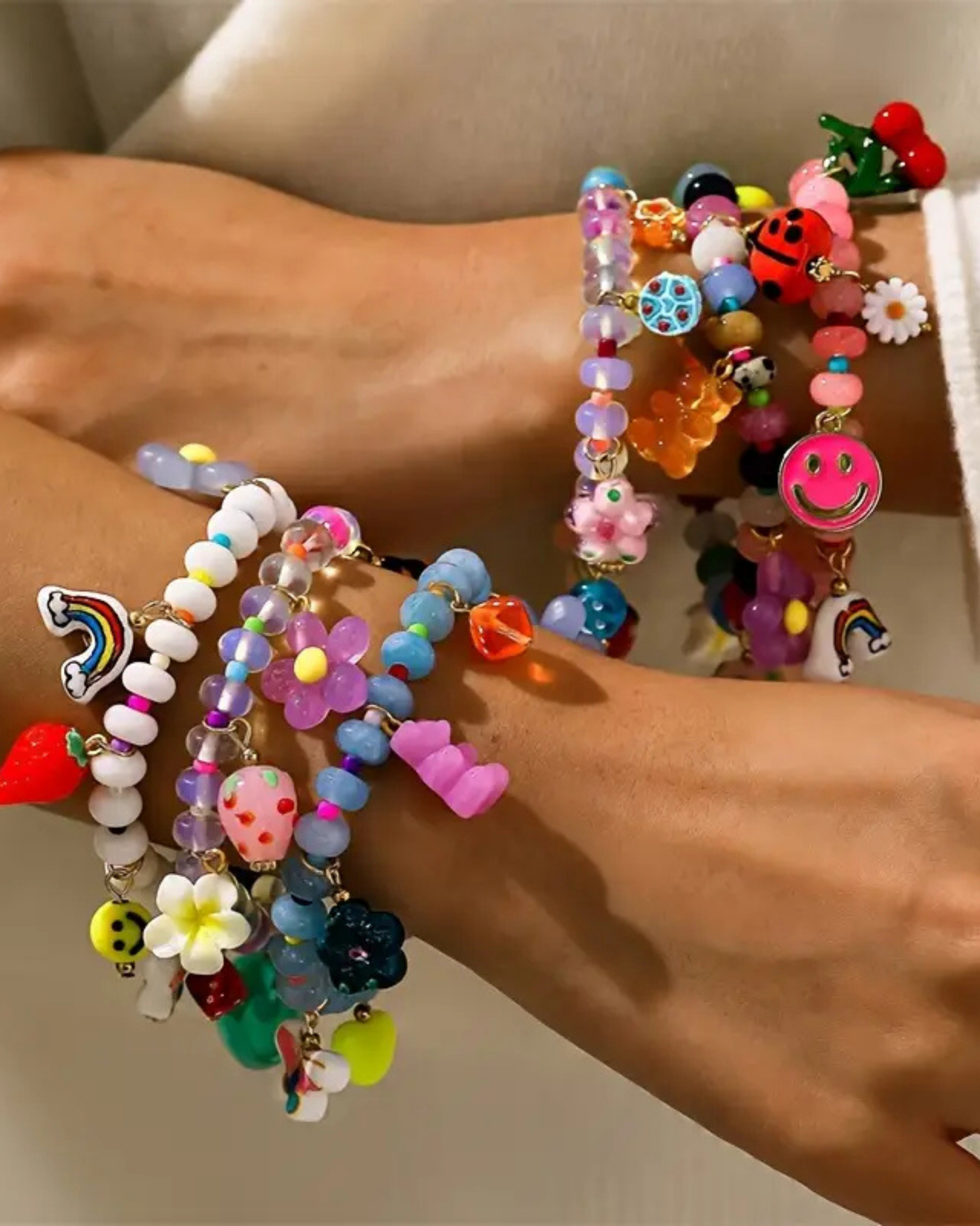 The " Charmer" Glass beaded charm bracelet - styles various