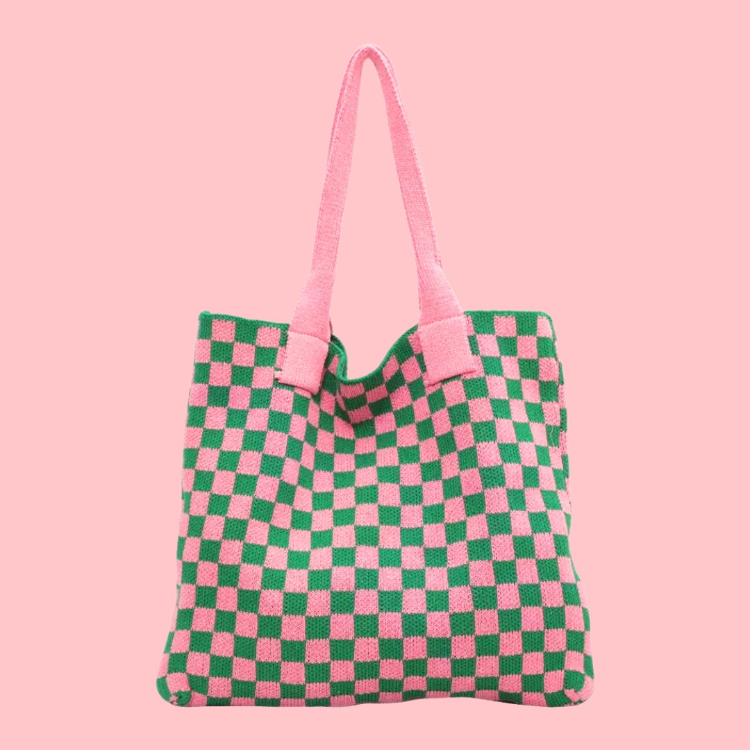 Alice in Wonderland knitted shopper Pink / Green-New Arrivals-Little Fish Co.