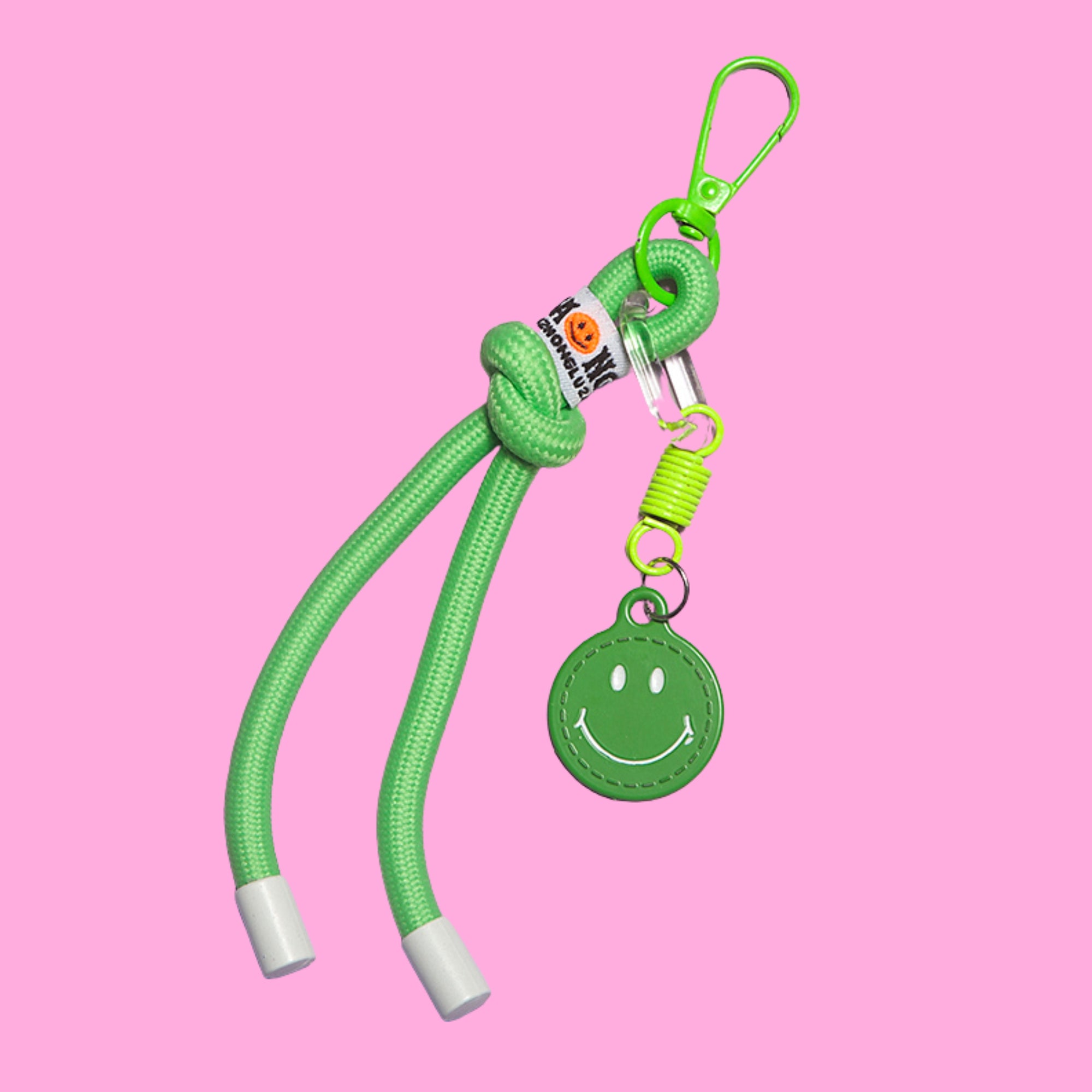 Happy Face Rope Keychain - Lime-Little Fish Co.