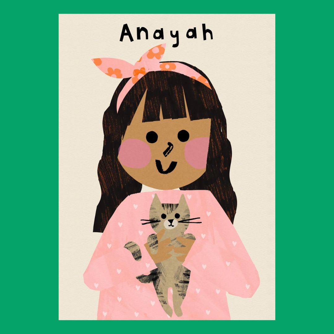 Personalized Cat Girl Portrait Print-Top 30 Art-Little Fish Co.