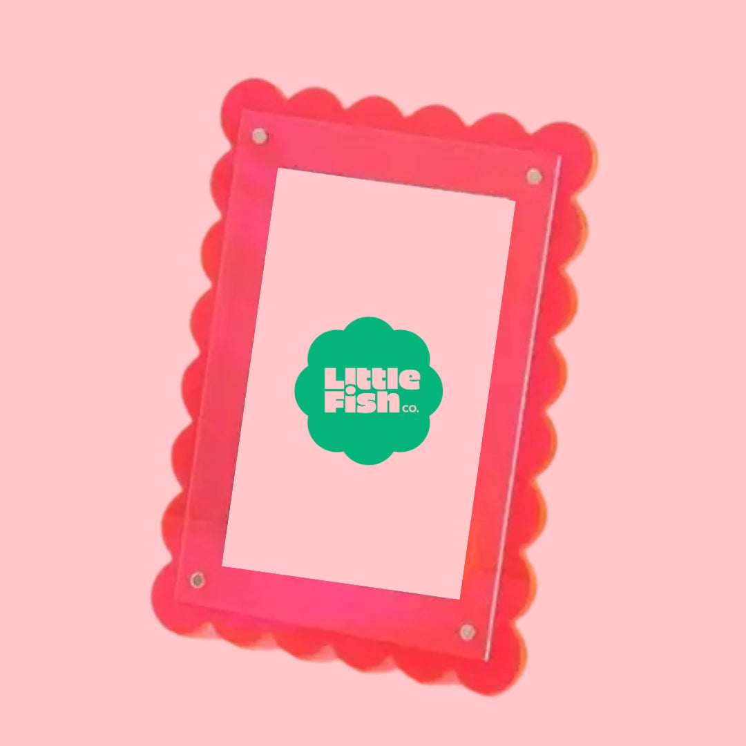 Acrylic Scallop photo fame in Neon Pink-New Arrivals-Little Fish Co.