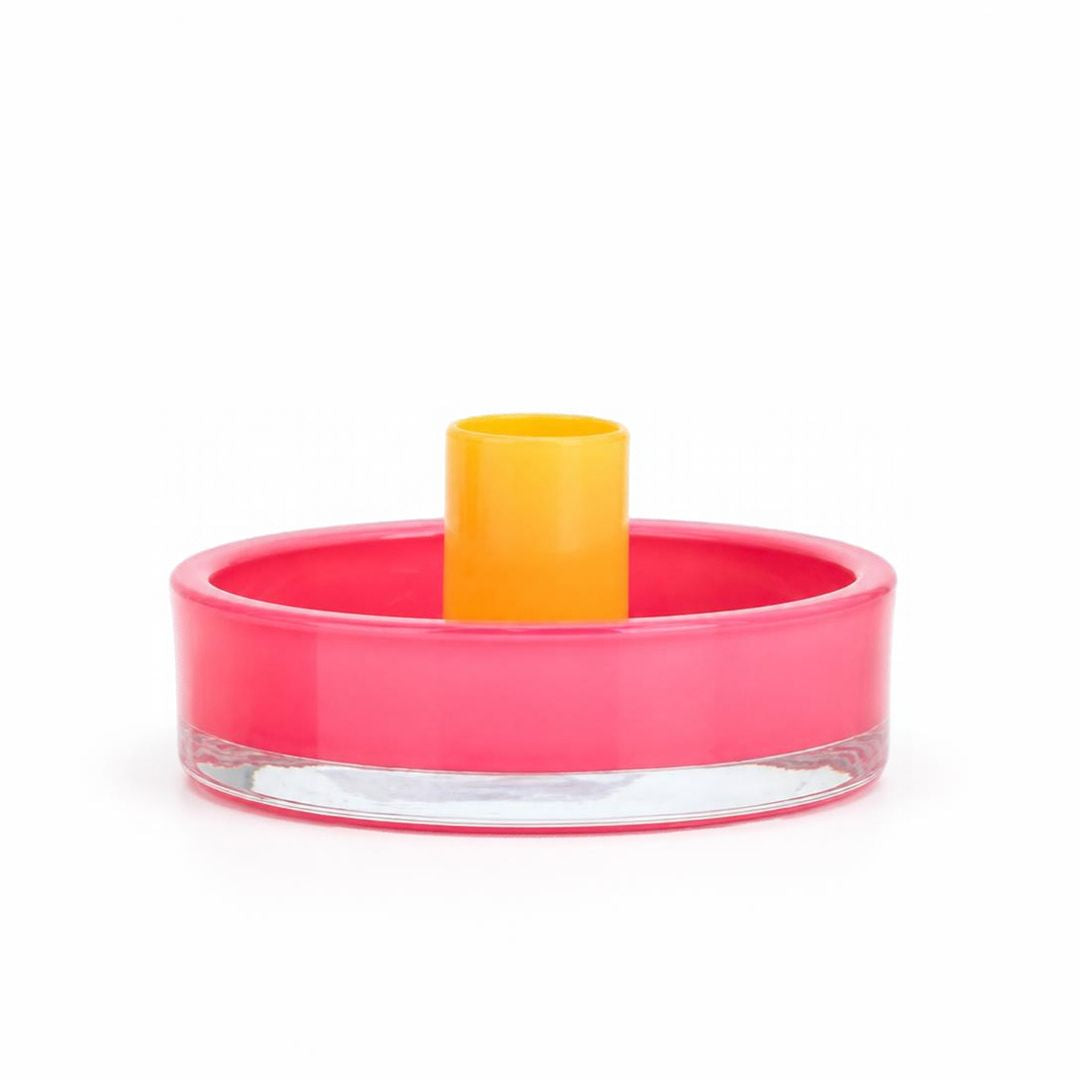 Round Glass candle holder  colours assorted