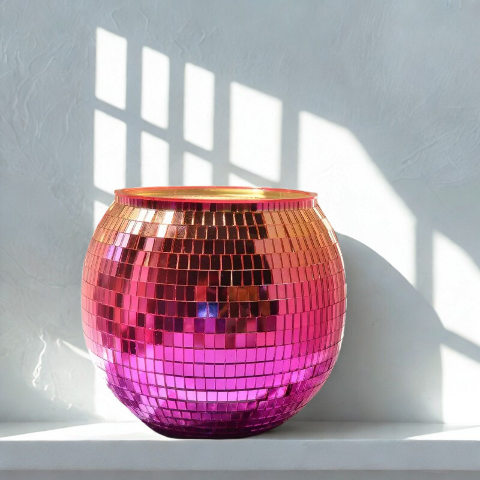 Shiny Disco Ball - Ombre pink gold Planter / Desk tidy-New Arrivals 2025-Little Fish Co.
