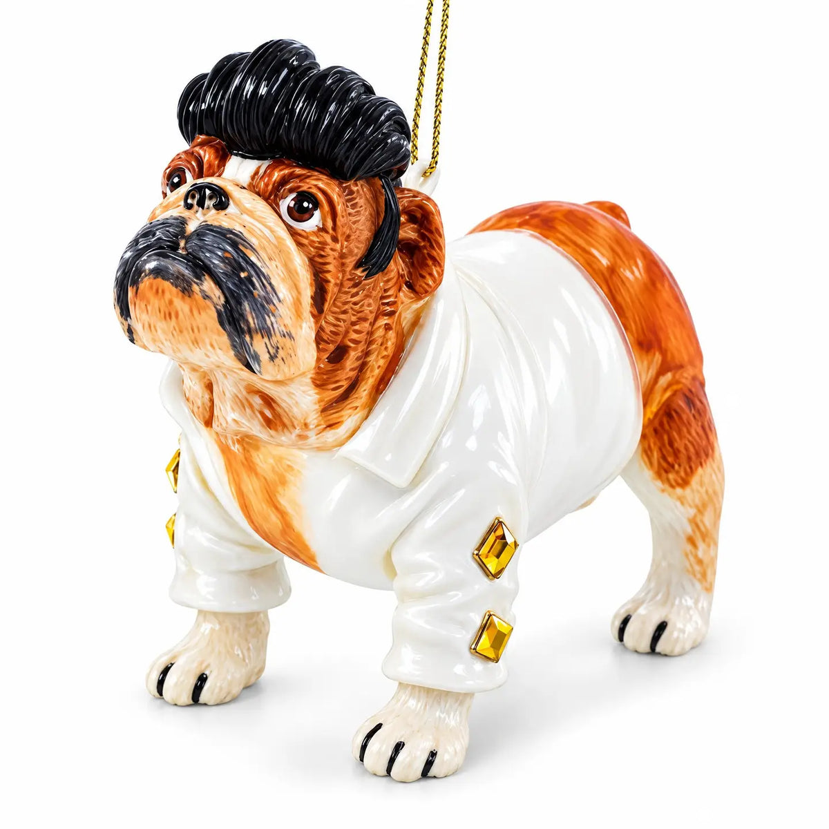 Elvis Rock and Roll Dog  glass ornament handcrafted