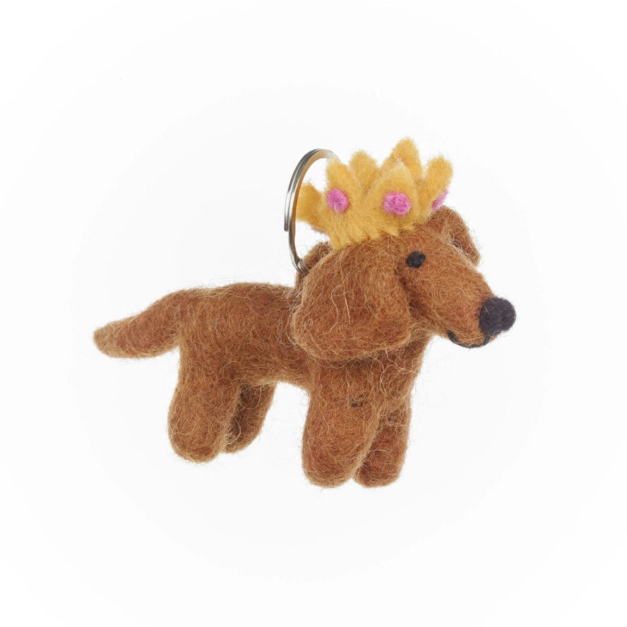Handmade Needle Felt Fair Trade Sausage dog Keyring-Little Fish Co.