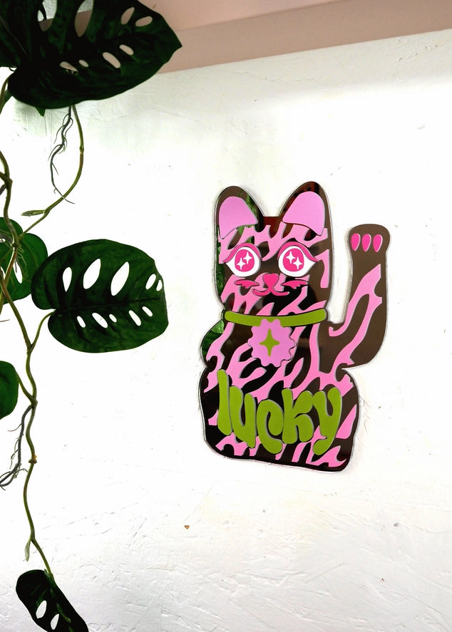 Pink Lucky Cat Mirror-New Arrivals 2025-Little Fish Co.