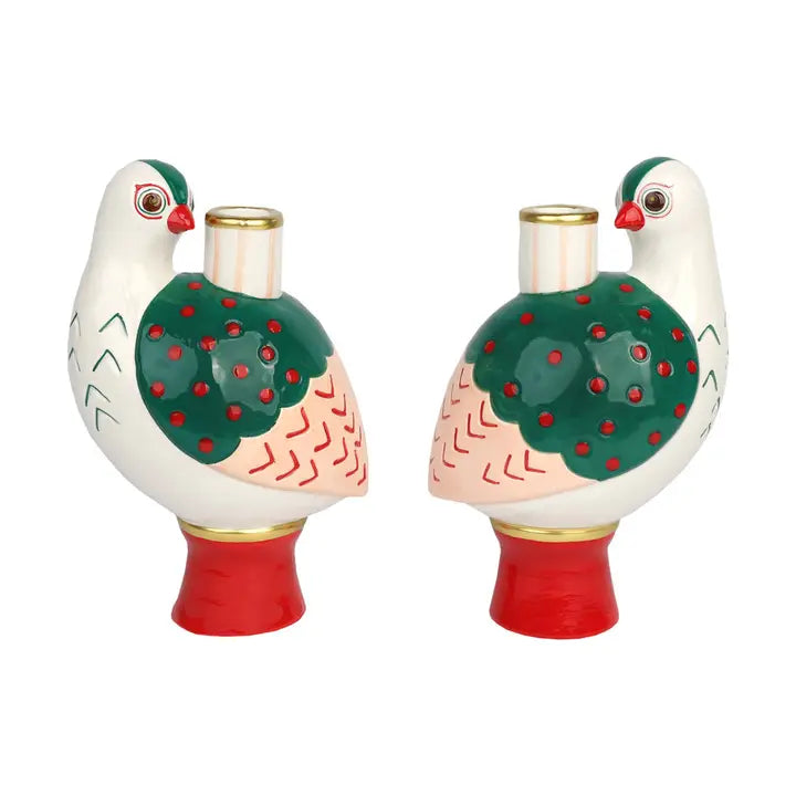 Hand Painted Bird Ceramic Candle Holder-Top 30 Party-Little Fish Co.