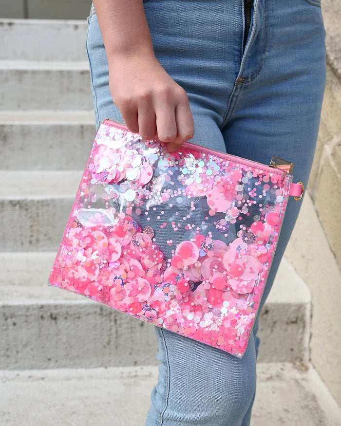 Pink Confetti everything pouch-Little Fish Co.