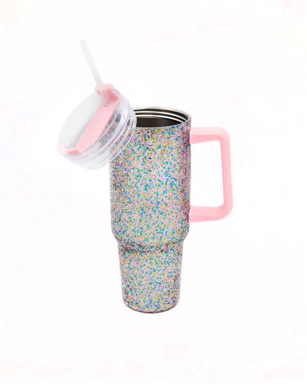 Glitter Party Stainless Steel Insulated Oversized Sipper Tumbler with straw-Little Fish Co.