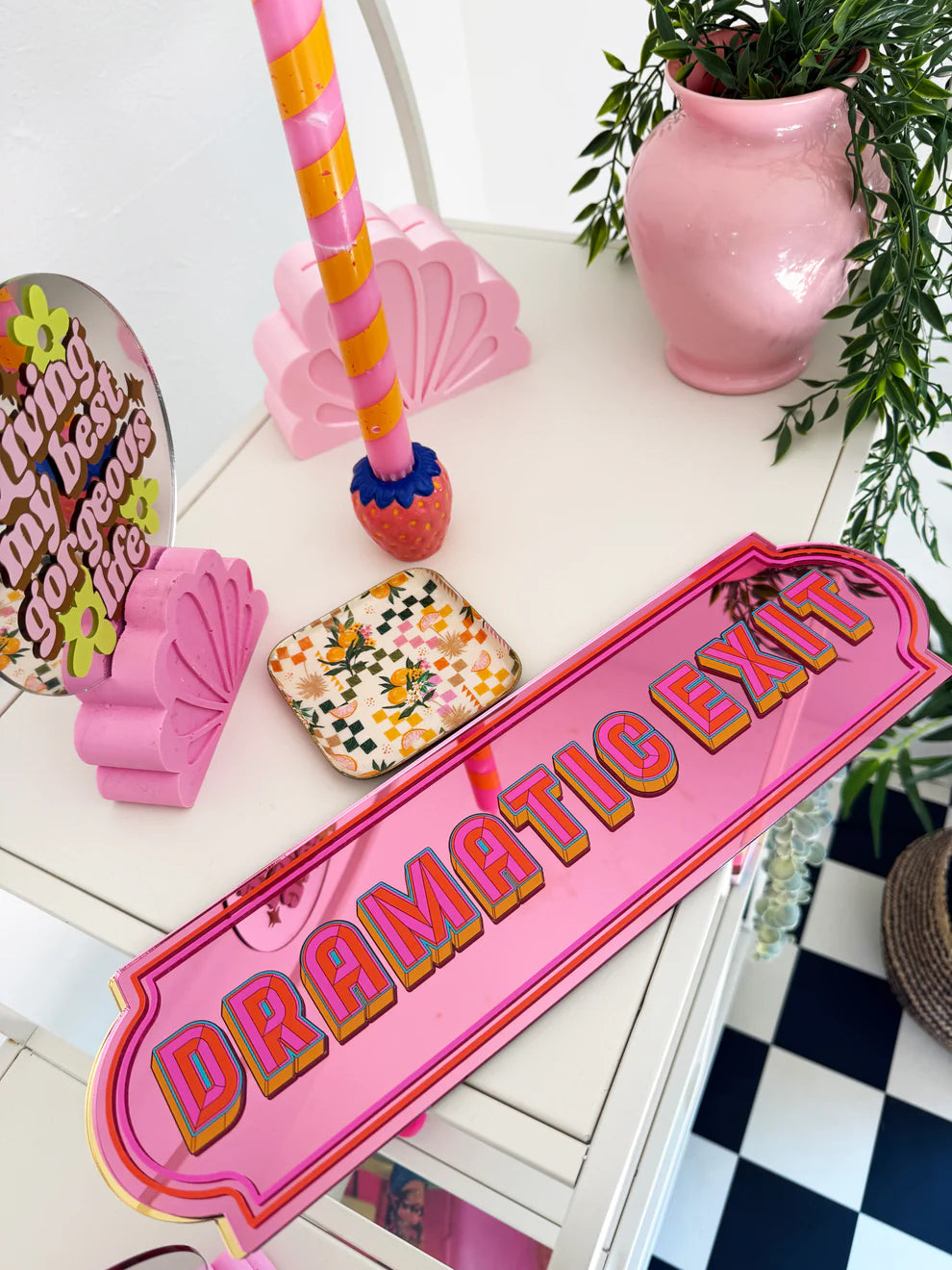 Dramatic Exit Mirror - Pink Medium
