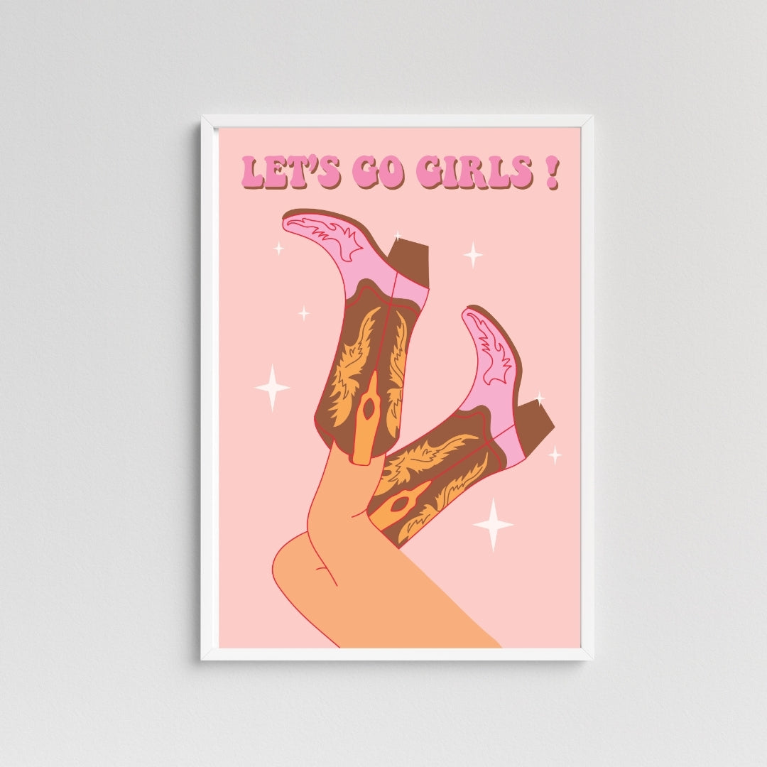 Lets go Girls cowboy boot print-Little Fish Co.