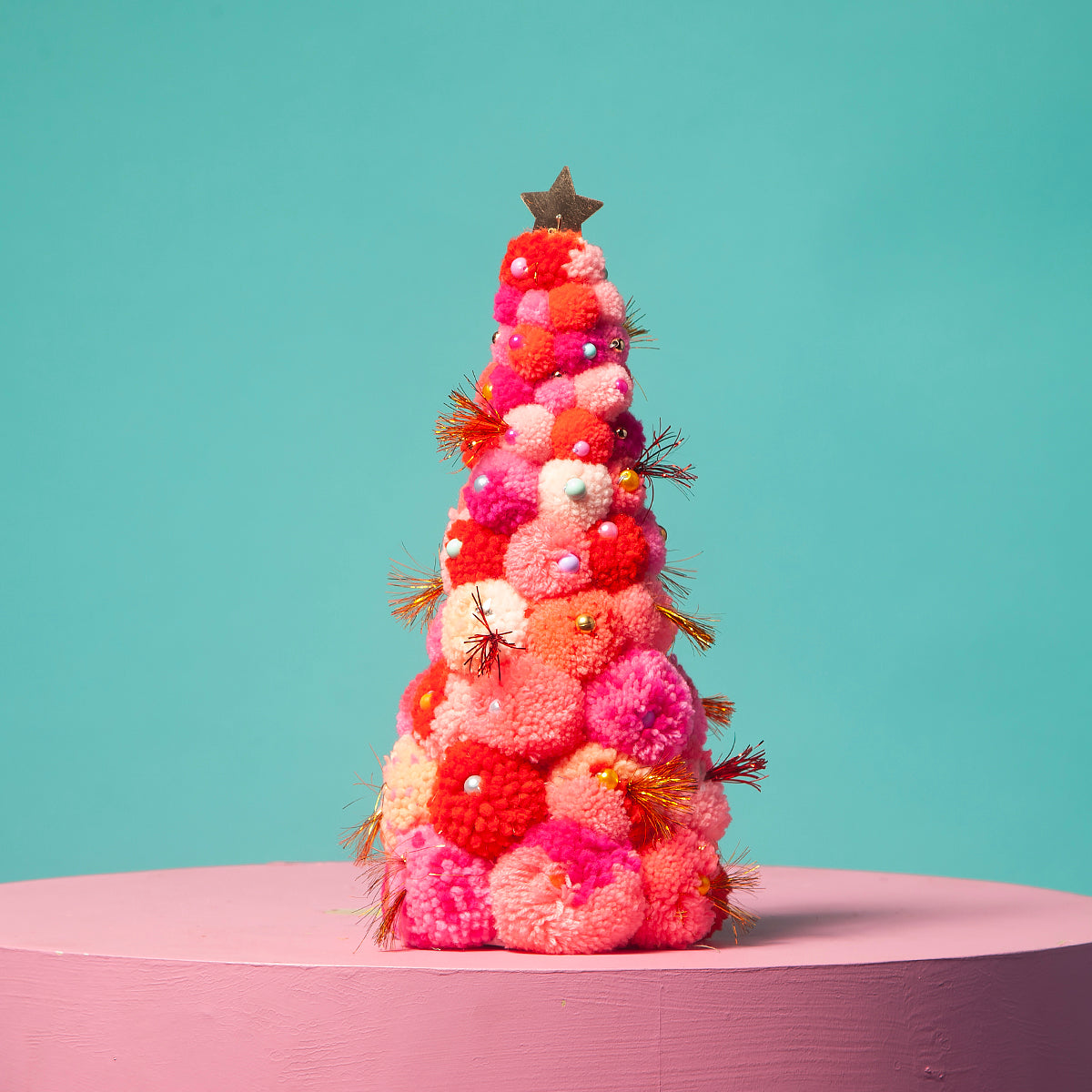 Pom Pom handmade tree Pink /Orange S/L-Little Fish Co.