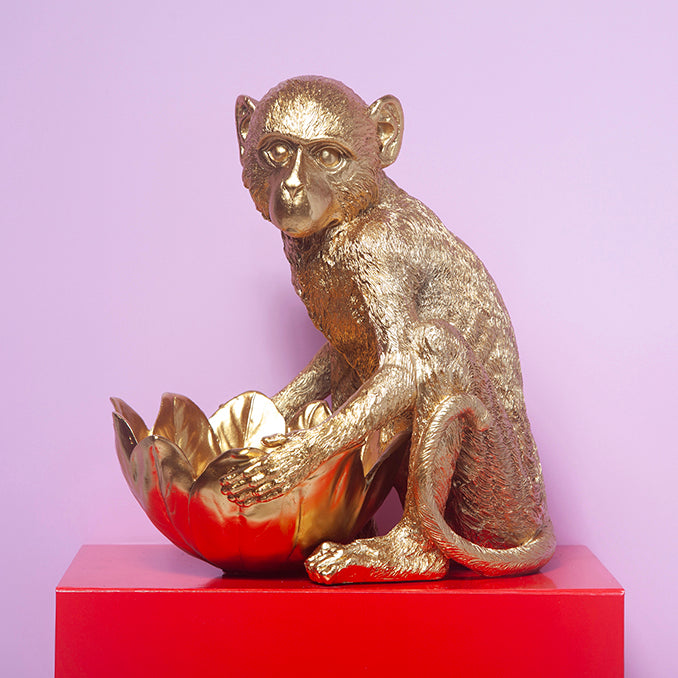 Resin Monkey Bowl - Gold-Little Fish Co.