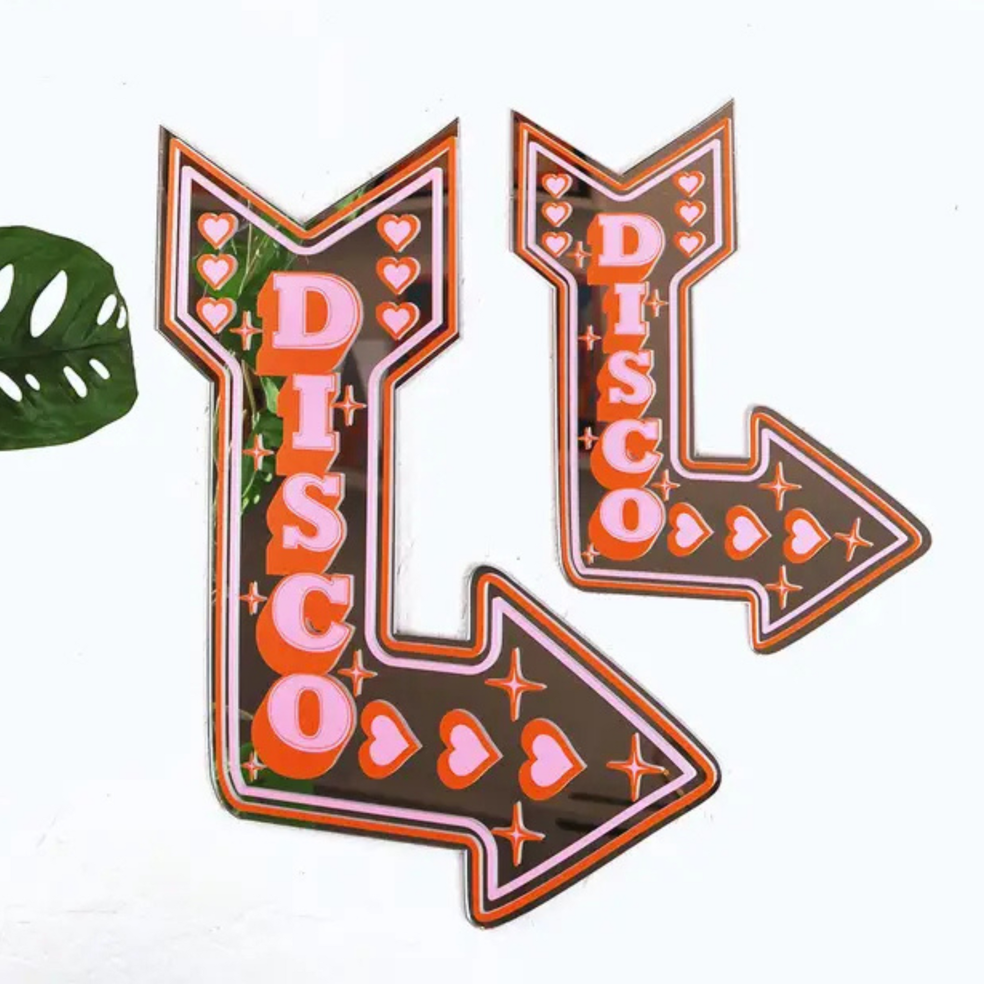 Retro disco arrow mirror pink / orange small-New Arrivals 2025-Little Fish Co.