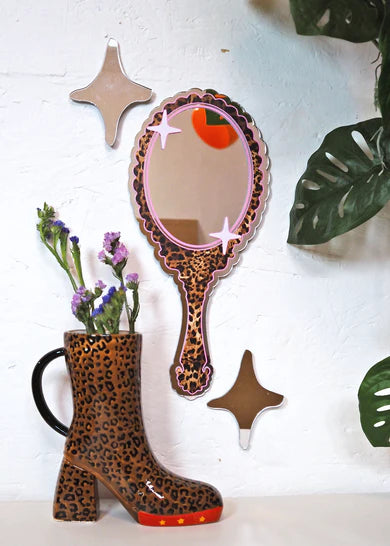 Vanity "hand held mirror leopard - Large-New Arrivals-Little Fish Co.