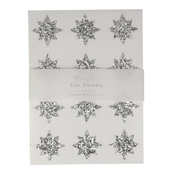 Silver Eco Glitter star stickers Pack of 8 sheets-Little Fish Co.