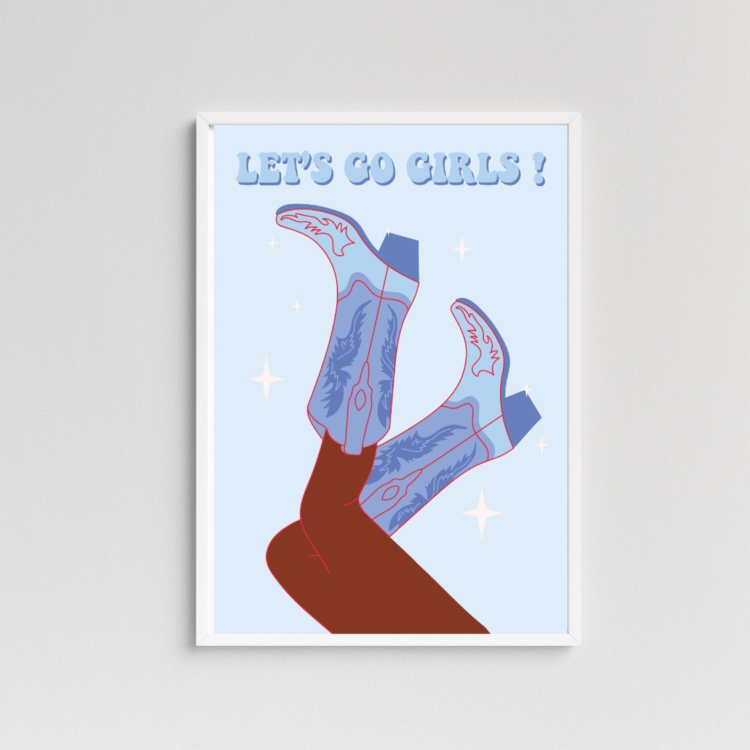 Lets go Girls cowboy boot print-Little Fish Co.