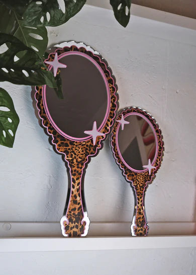 Vanity "hand held mirror leopard - Large-New Arrivals-Little Fish Co.