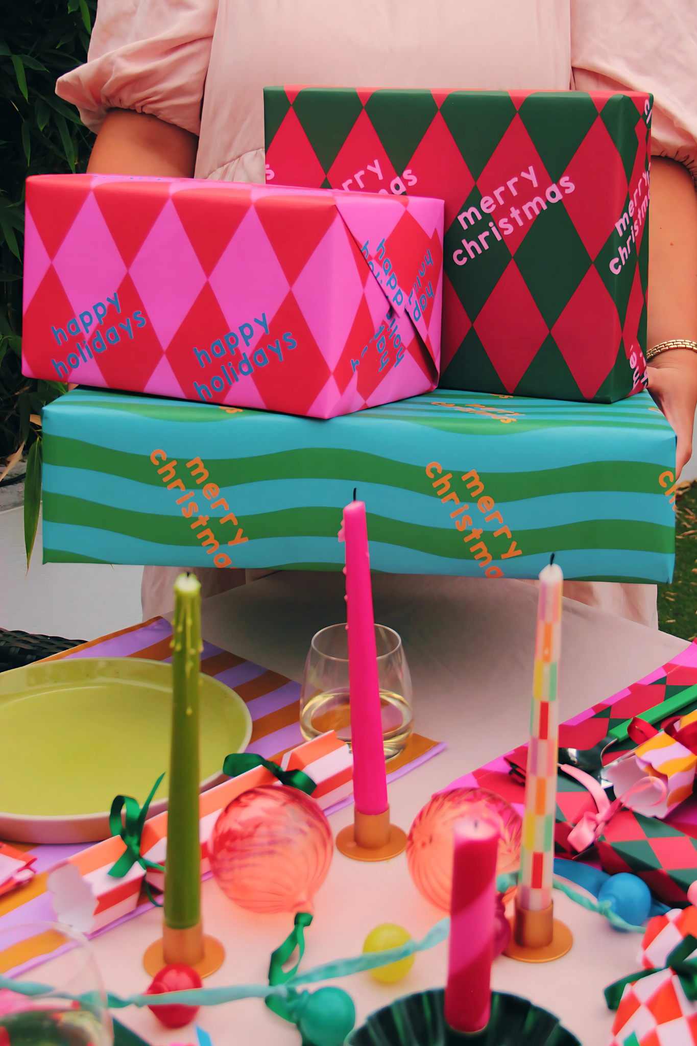 Red & Green 'Merry Christmas' Gift Wrap (Ships September)-Top 30 Christmas-Little Fish Co.