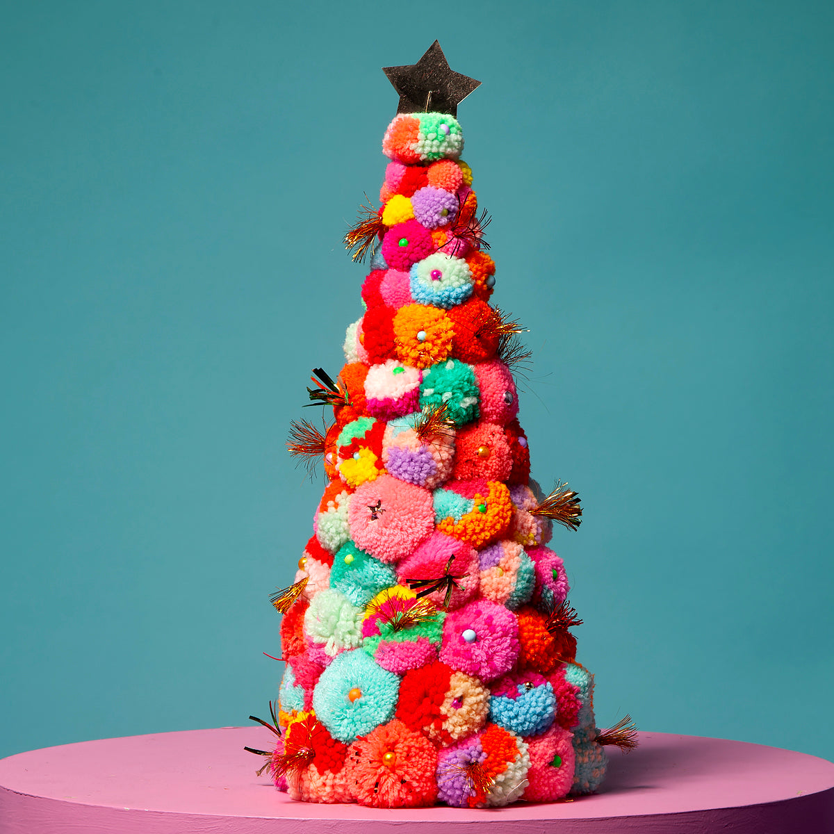 Pom Pom handmade tree Multi S/L-Little Fish Co.