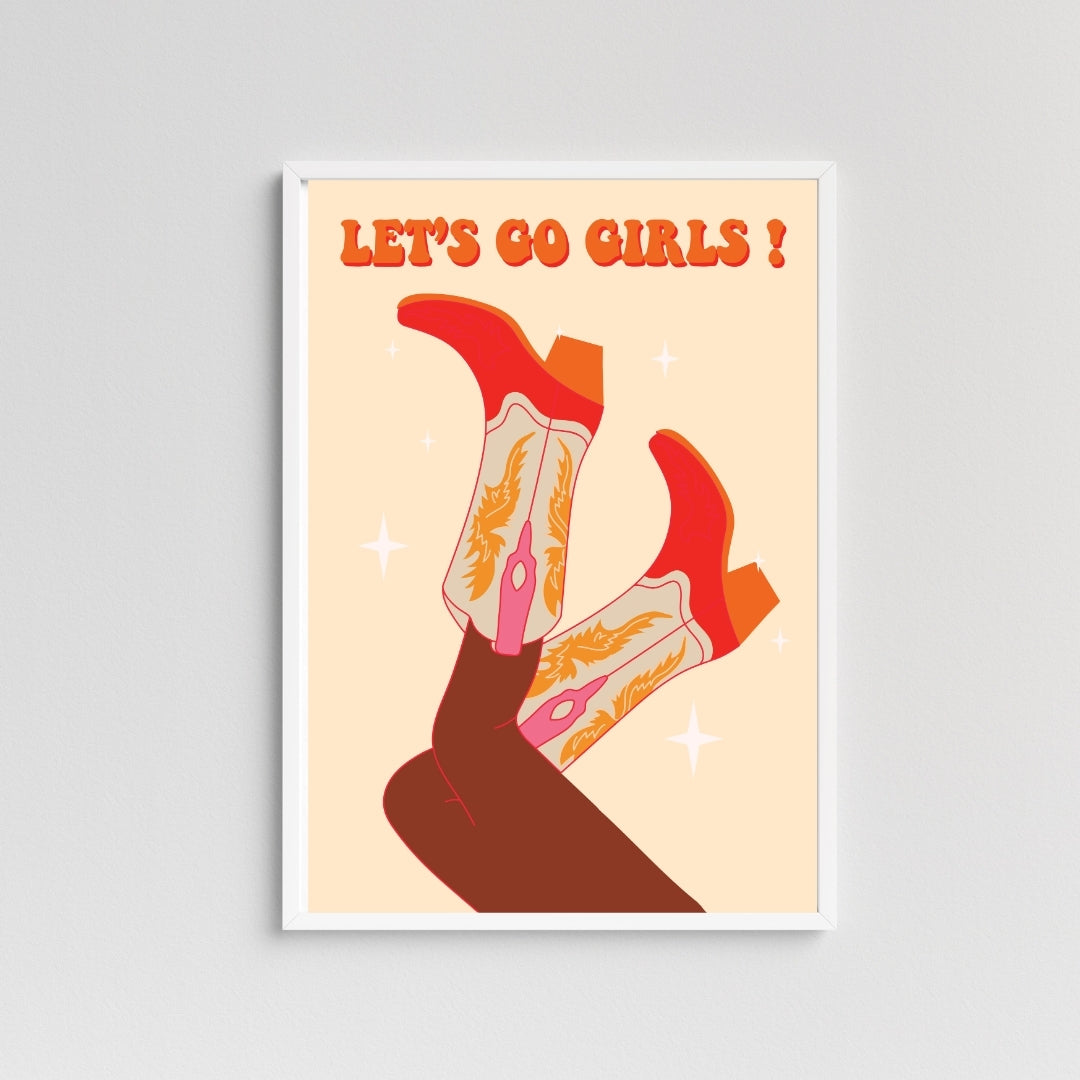 Lets go Girls cowboy boot print-Little Fish Co.