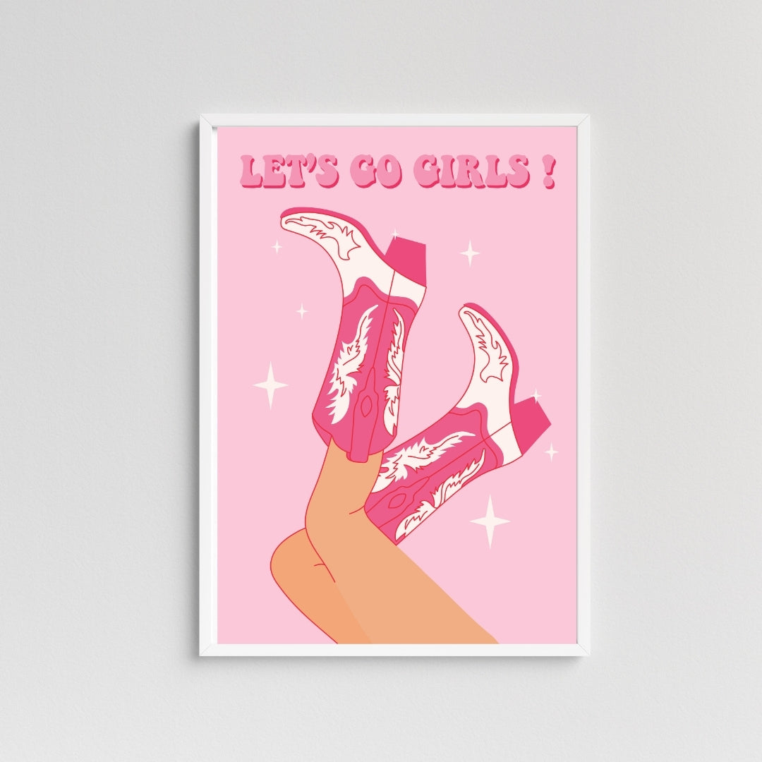 Lets go Girls cowboy boot print-Little Fish Co.