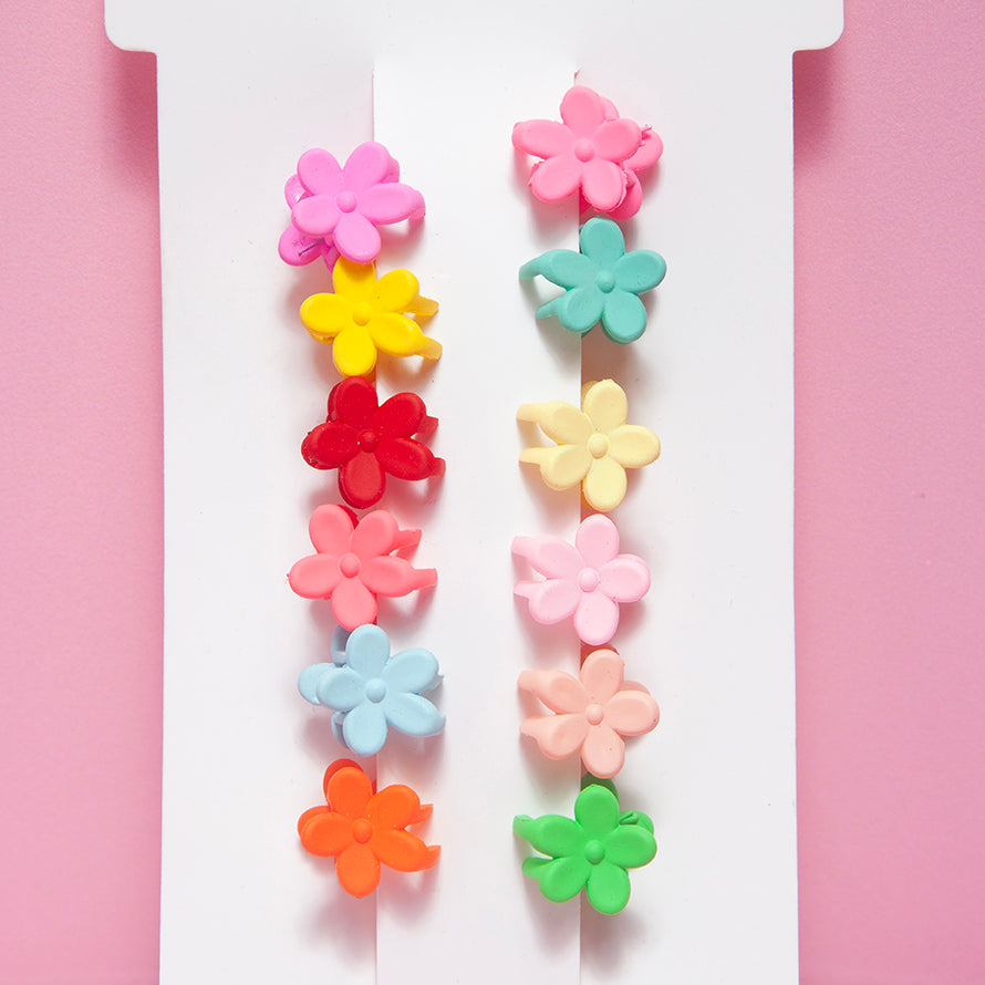 Set of 12 Tiny Flower clips - assorted colours