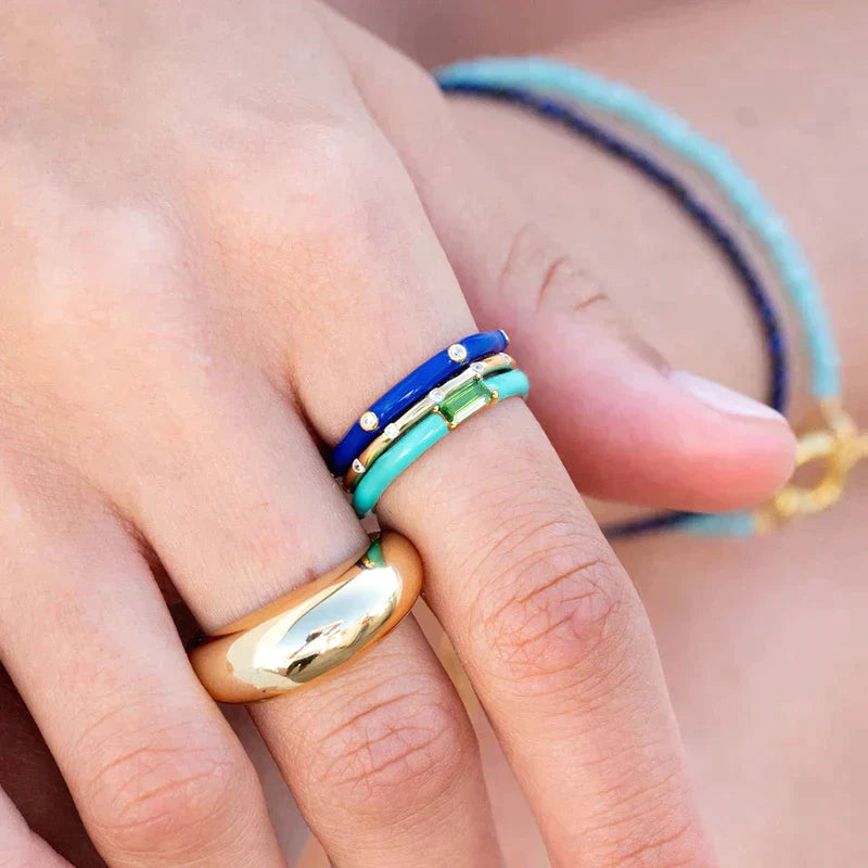 24K Gold plated enamel stacking ring-Little Fish Co.