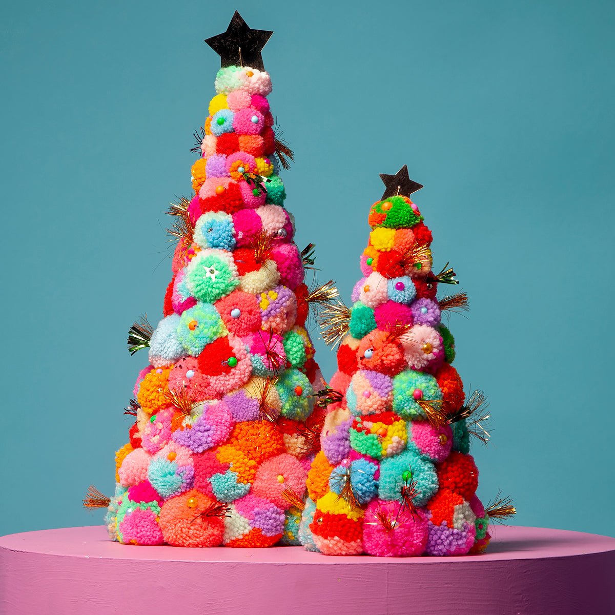 Pom Pom handmade tree Multi S/L-Little Fish Co.