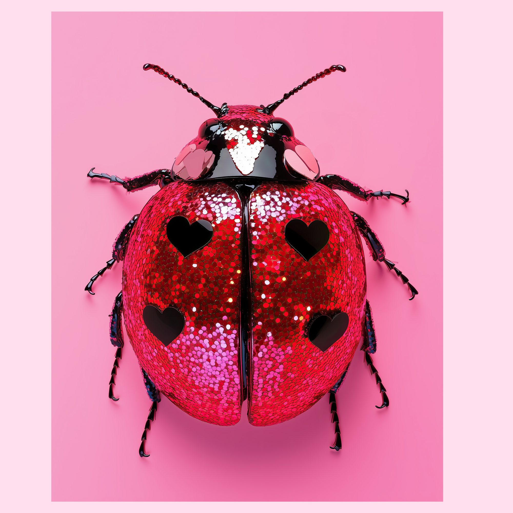 Ladybird - Red hearts-Top 30 Art-Little Fish Co.