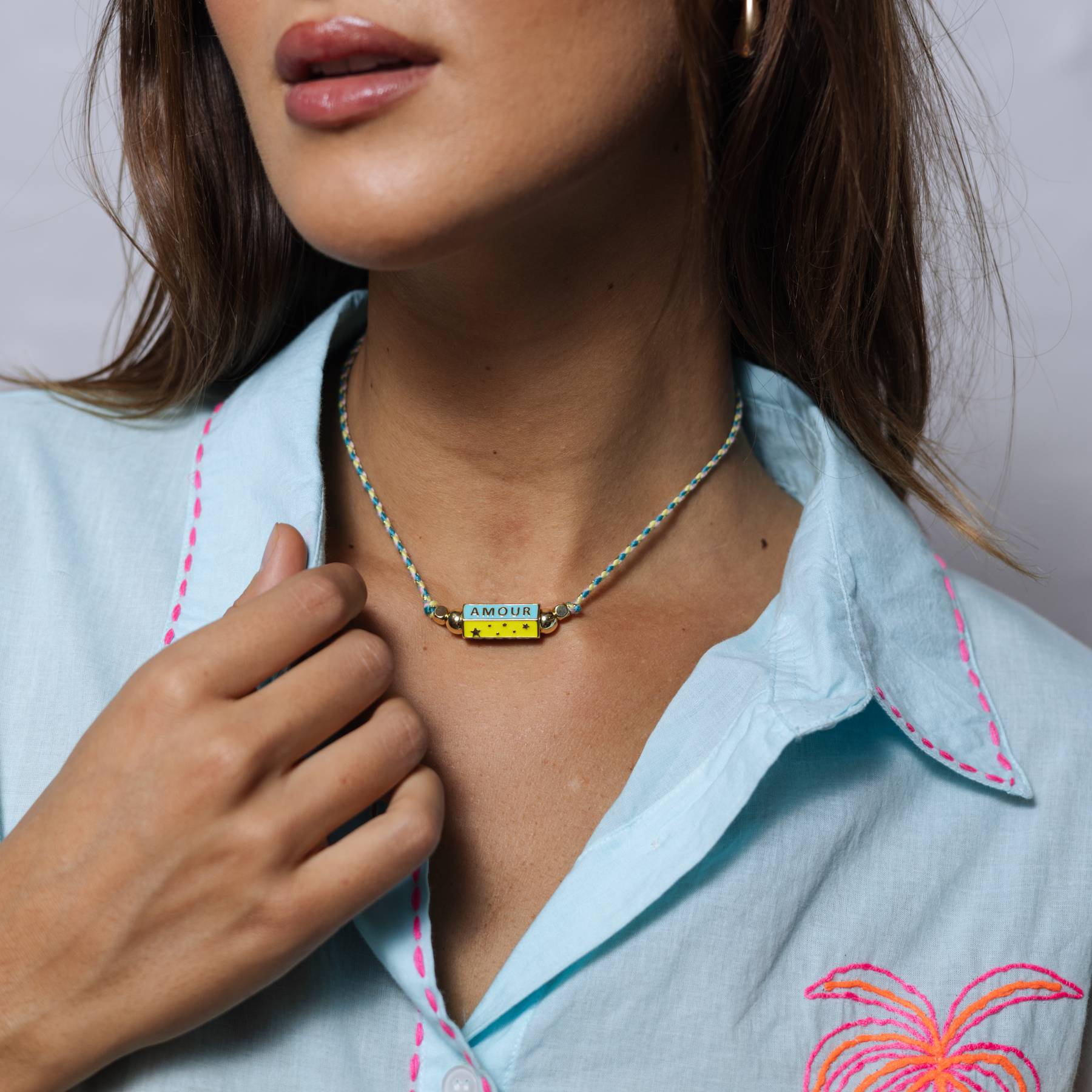 Cord Necklace Blue / Green-Fashion-Little Fish Co.