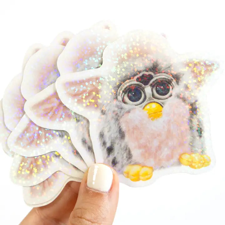 90s Retro Furby Toy Glitter Sticker-New Arrivals 2025-Little Fish Co.