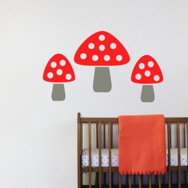 Large Toadstool Wall stickers Red ( set of 5)-Fun-Little Fish Co.
