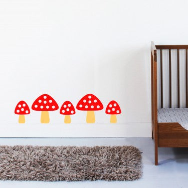 Large Toadstool Wall stickers Red ( set of 5)-Fun-Little Fish Co.