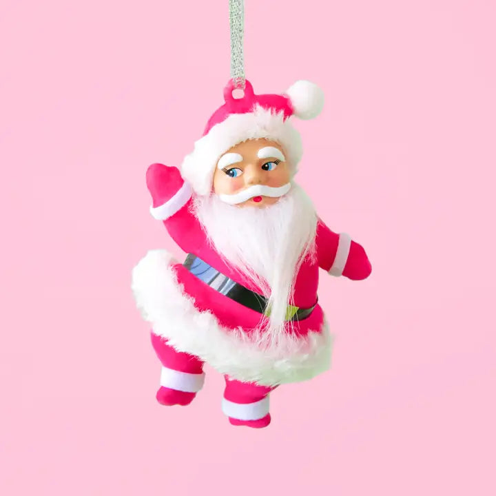 Retro Dancing Christmas Santa Ornament - Electric Pink-Top 30 Christmas-Little Fish Co.