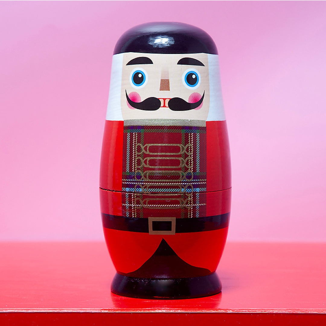 Wooden Festive Russian Dolls - Christmas Men Moustache-Little Fish Co.