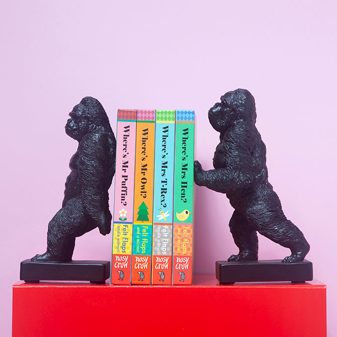 Gorilla Bookend Set - Black-Little Fish Co.