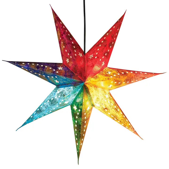 Rainbow 7 point star light shade-Top 30 Christmas-Little Fish Co.