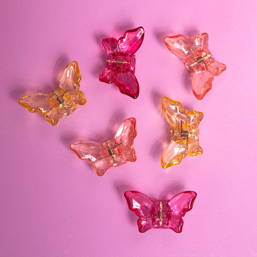 Set of 6 Butterfly Hair Clips - Sunset-Fun-Little Fish Co.