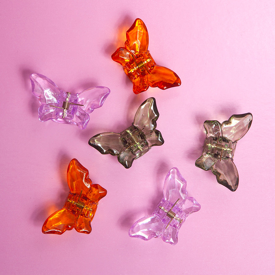 Set of 6 Butterfly Hair Clips - Spring