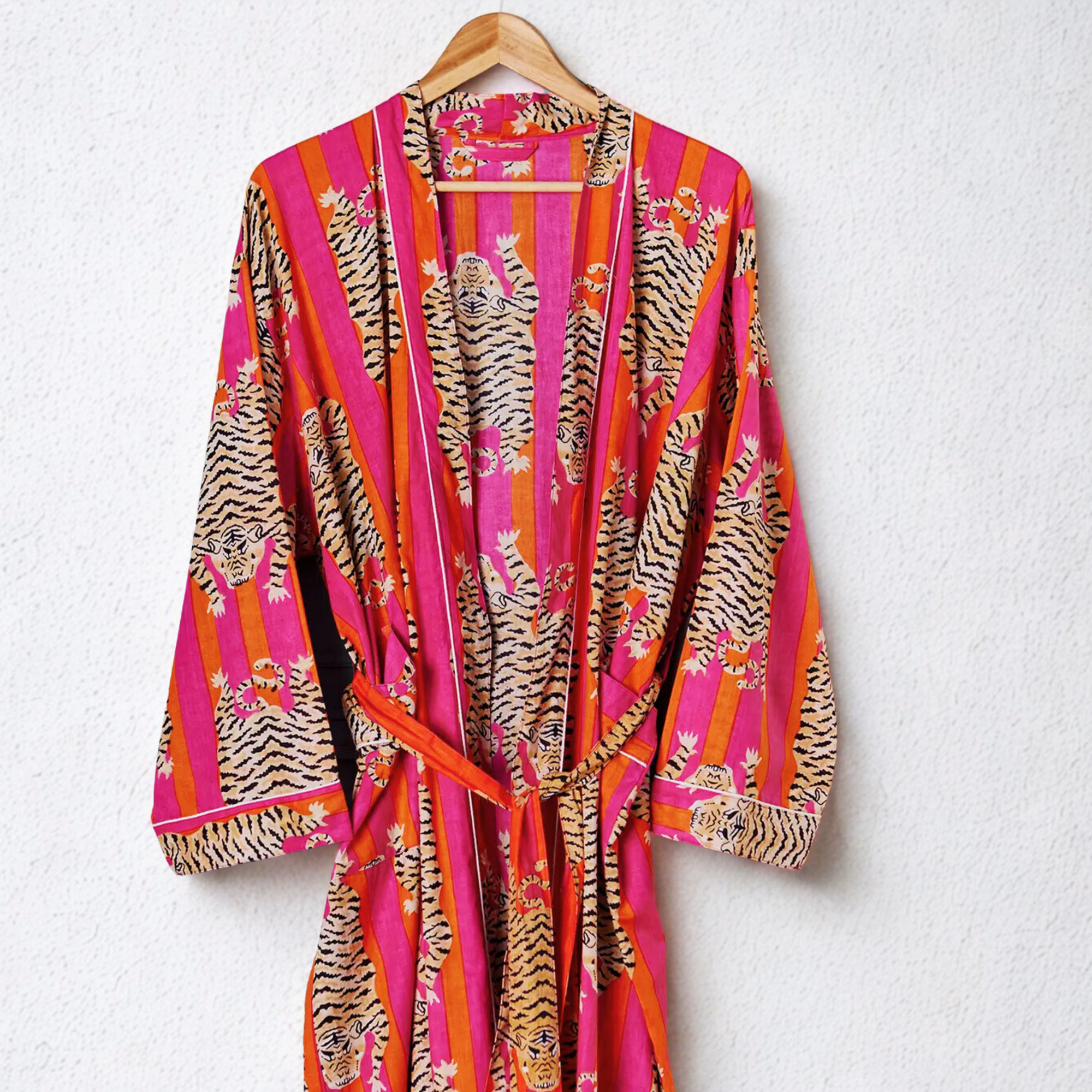 Tiger Stripe Gown Cotton Red / Orange