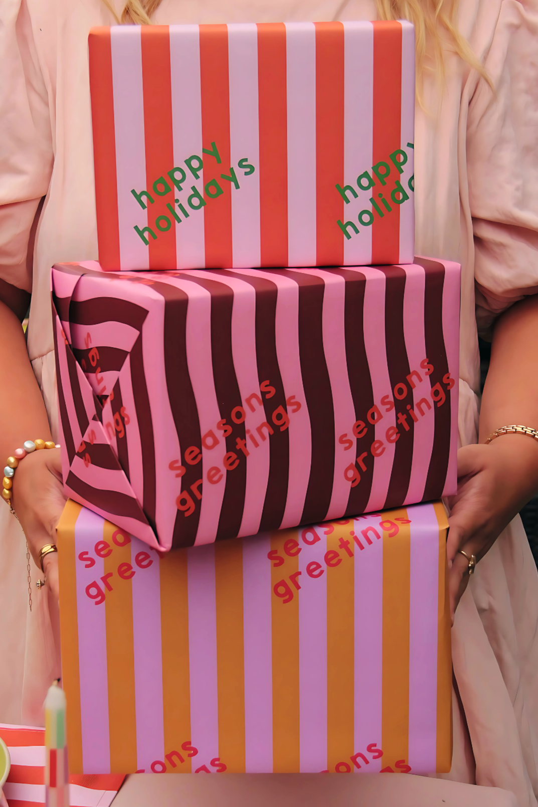 Mustard & Lilac 'Seasons Greetings' Gift Wrap (Ships September)-Top 30 Christmas-Little Fish Co.