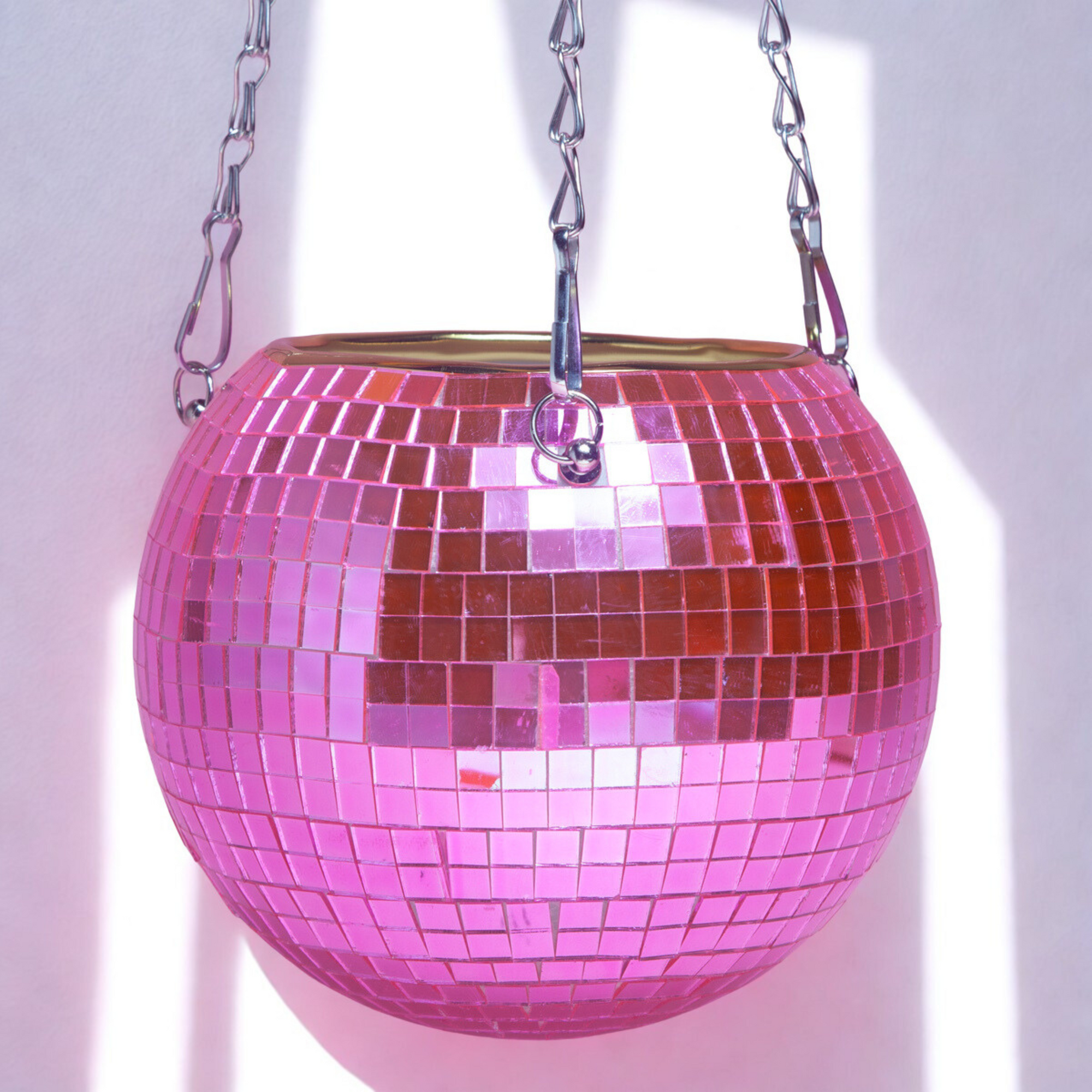 Shiny Disco ball hanging planter Hot Pink-New Arrivals 2025-Little Fish Co.