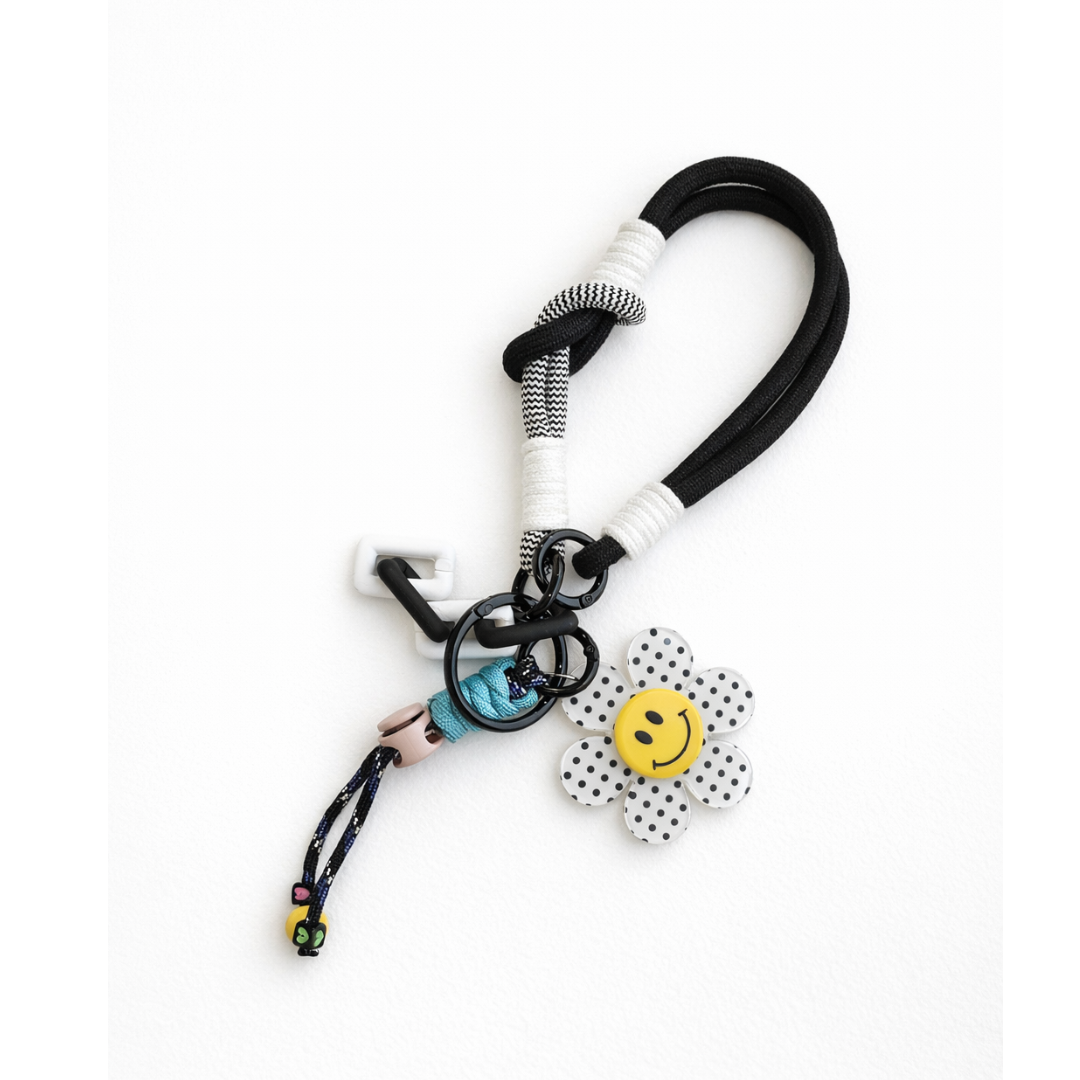 Flower power bag charm / key ring