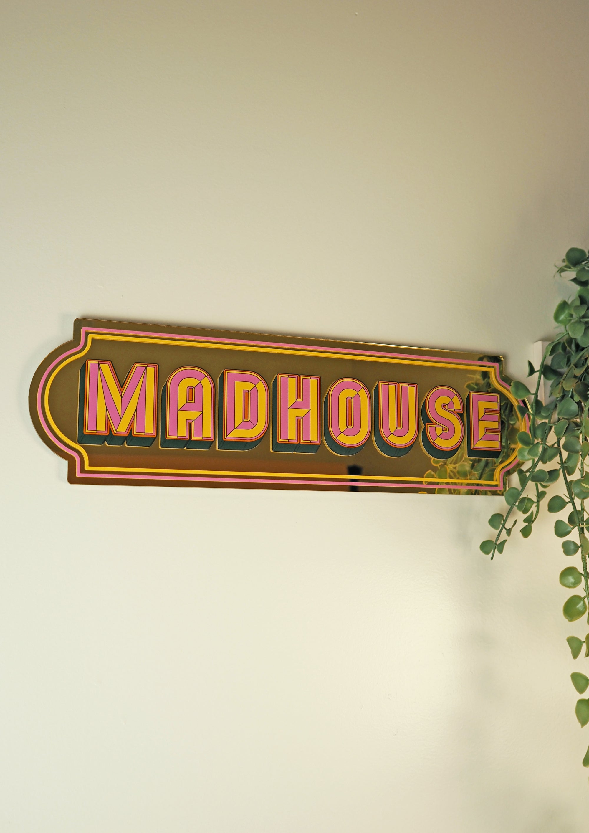 Mad house- gold rectangle mirror-Little Fish Co.