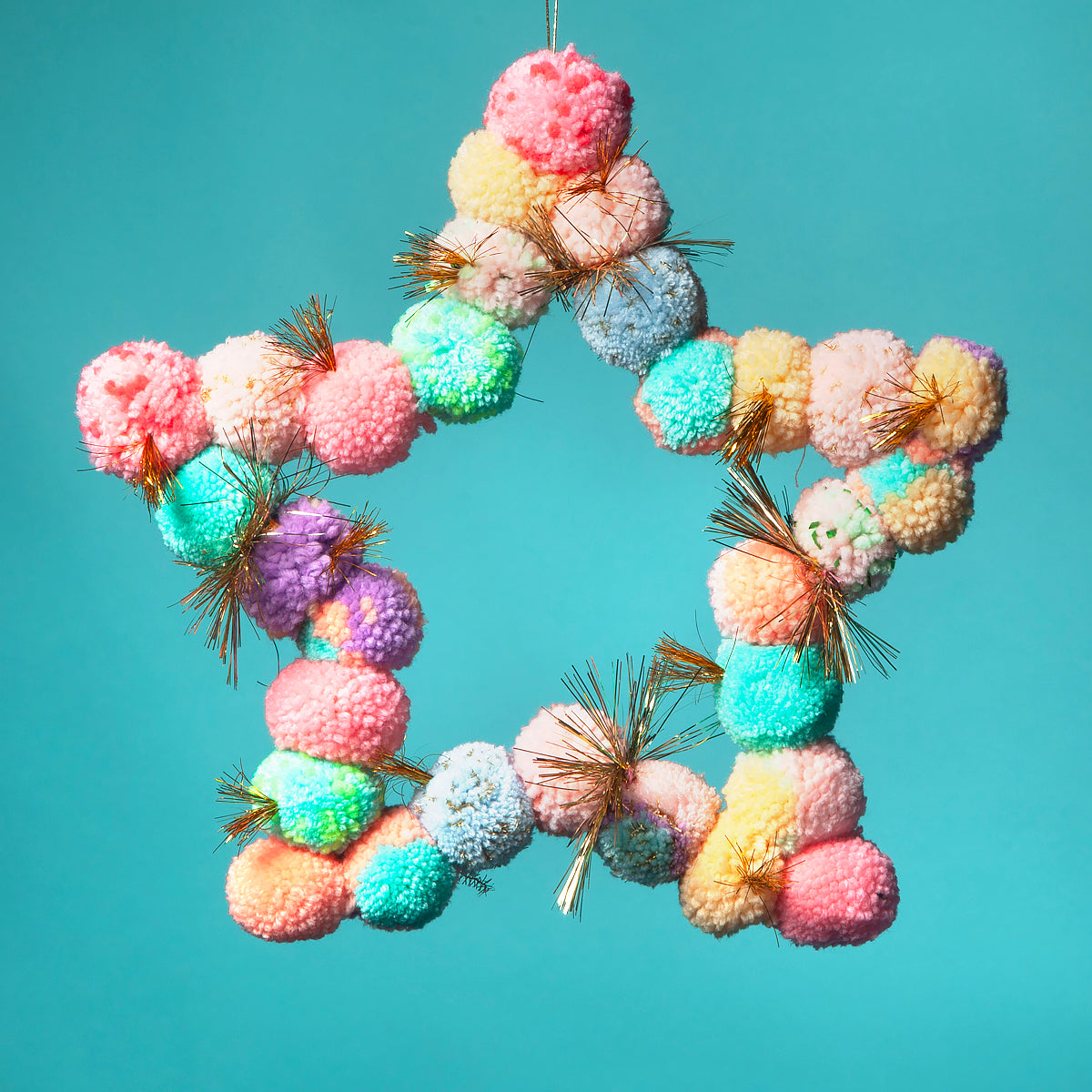 Pom Pom star hanging pastel-Little Fish Co.