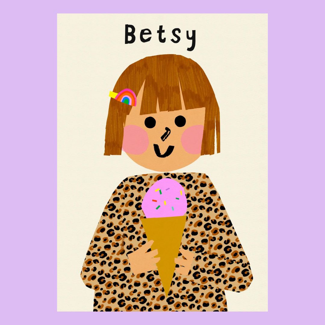 Personalized Ice Cream Girl Portrait-Little Fish Co.